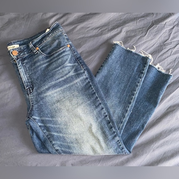 refuge Denim - Refuge Women’s mid-rise ankle frayed blue jeans 12